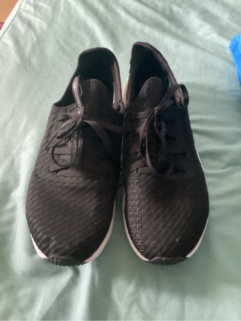 New Balance Black Knit Sneakers with White Soles